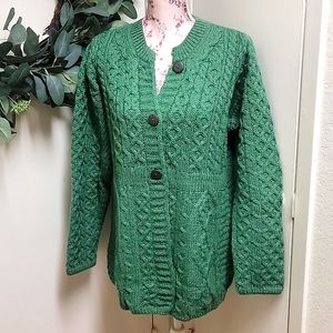 Shannon Woolen Mills | Cable Knit Fisherman 100% Merino Wool Sweater Cardigan